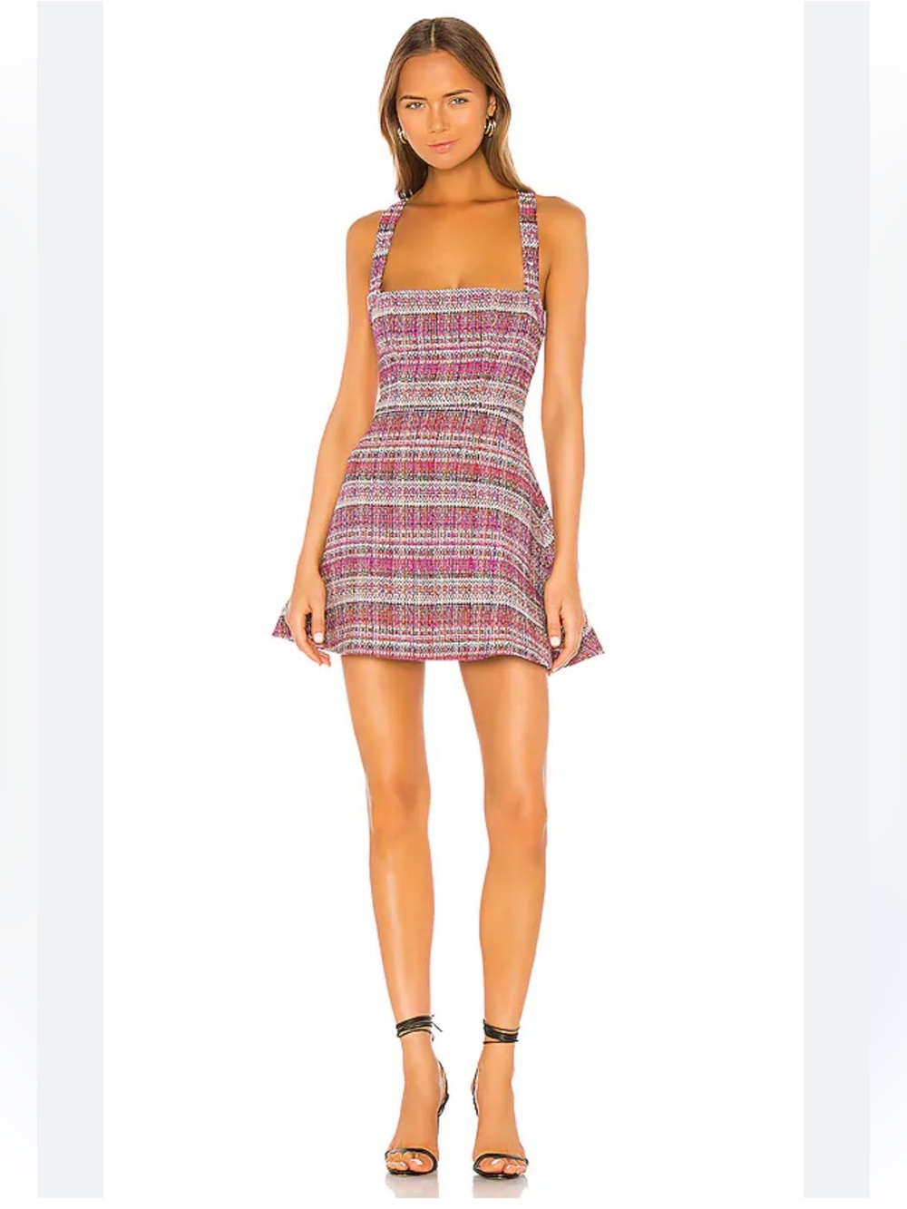 NBD Luce Dress Revolve Pinafore Tweed Boucle Fit Flare Medium